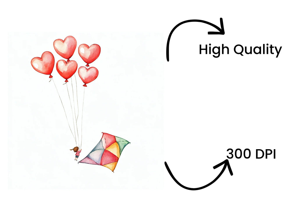 Heart Balloons with Kite Clipart Bundle