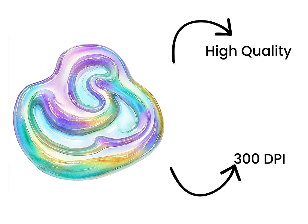 Abstract Iridescent Swirls Clipart Bundle