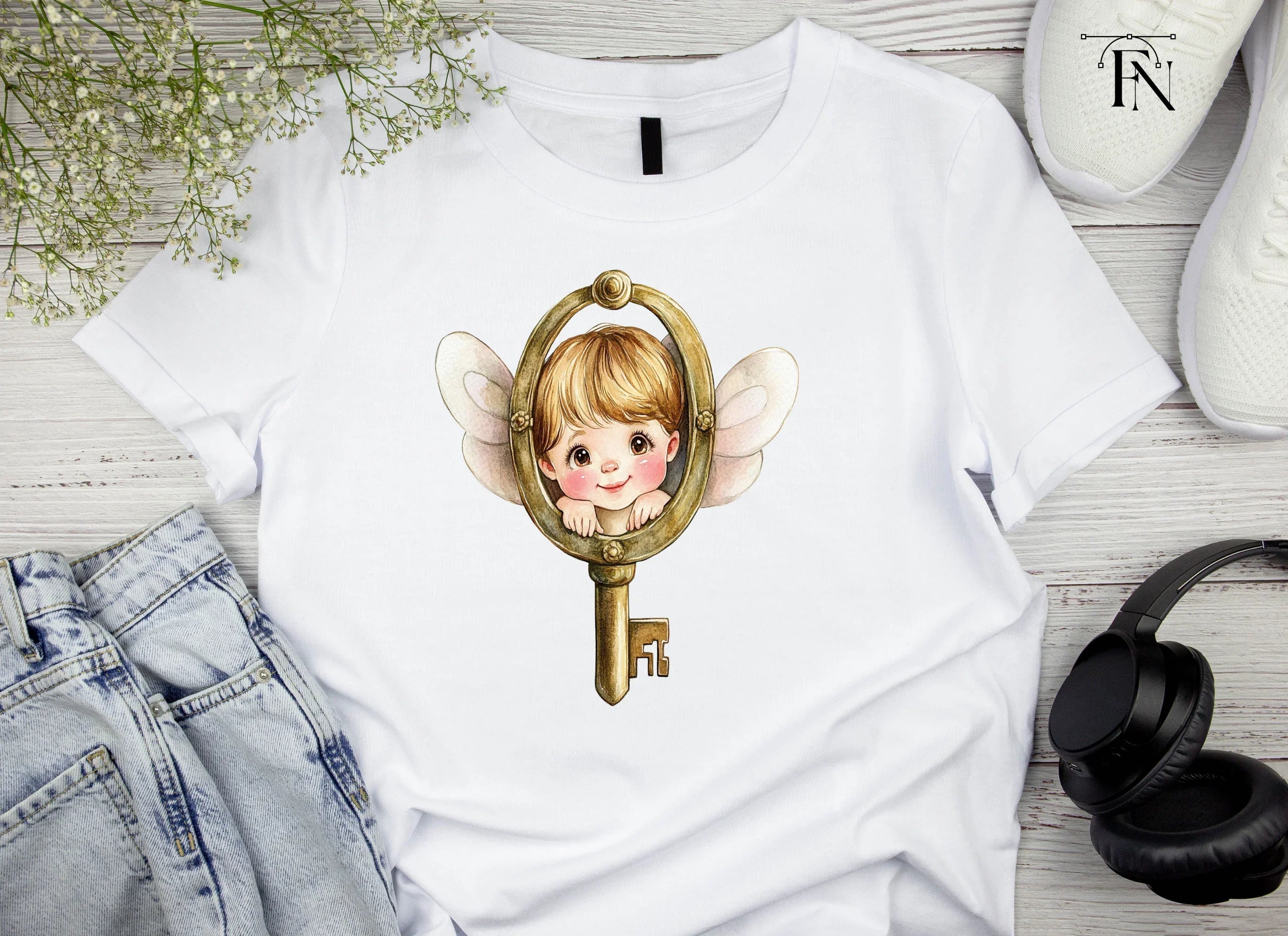Cute Cherub Keyhole Clipart Bundle