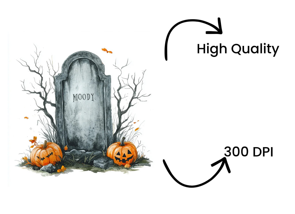 Autumn Halloween Gravestone Clipart Bundle