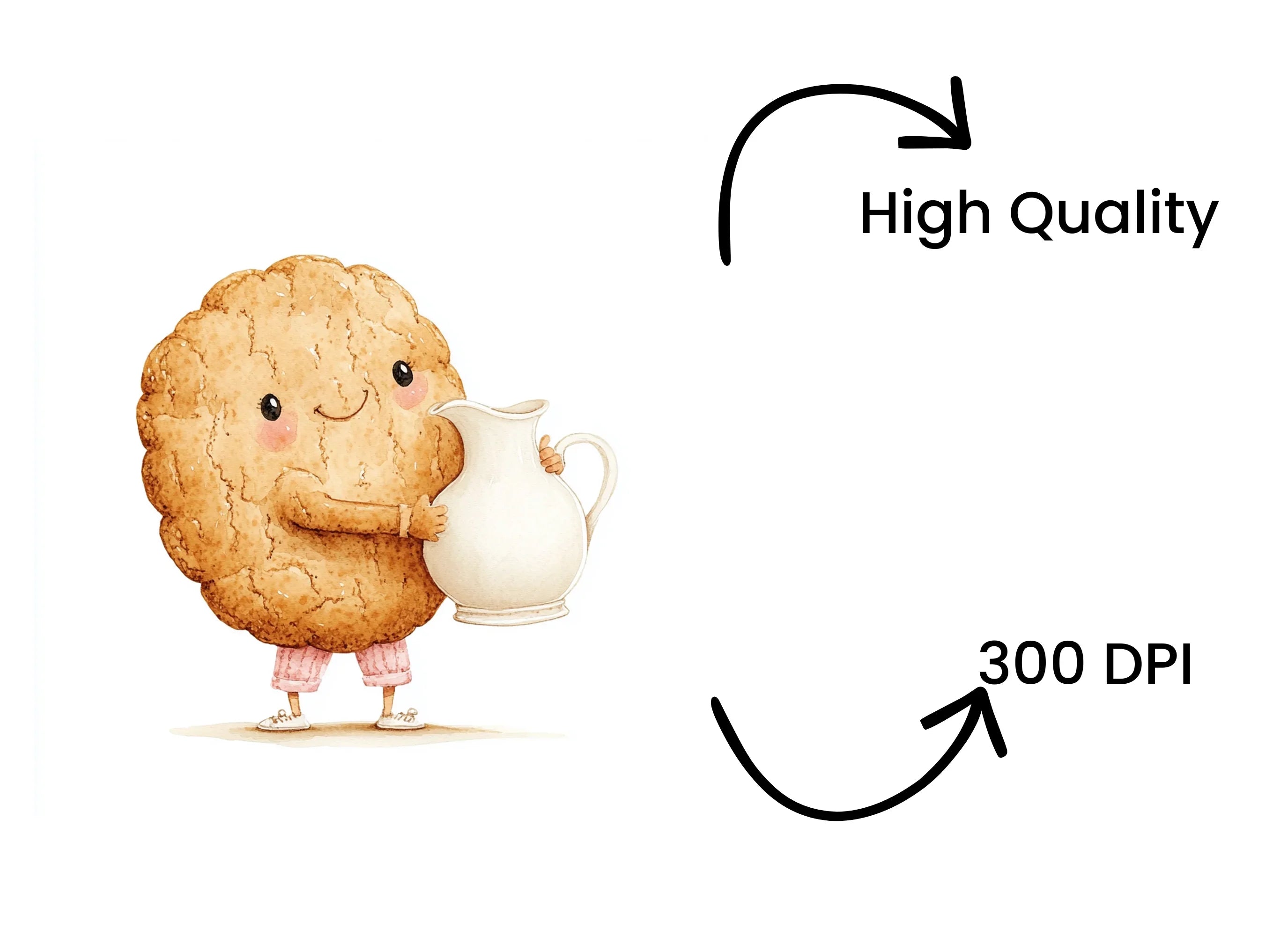 Happy Cookie and Milk Jug Clipart Bundle