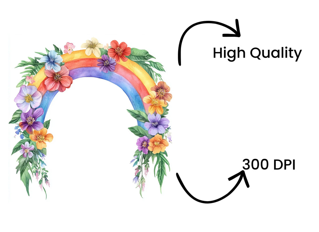 Rainbow Floral Clipart Bundle