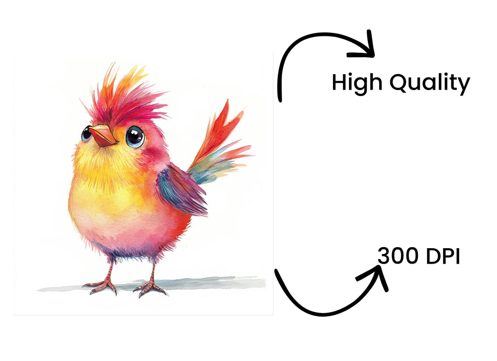 Cute Fluffy Bird Clipart Bundle