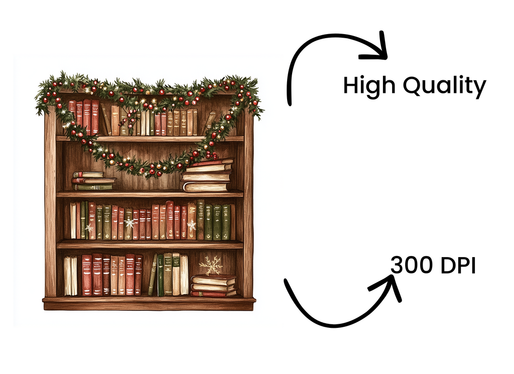 Festive Holiday Bookcase Clipart Bundle