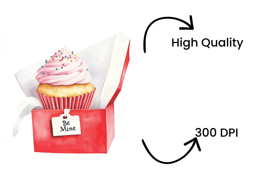 Valentine Cupcake Gift Box Clipart Bundle