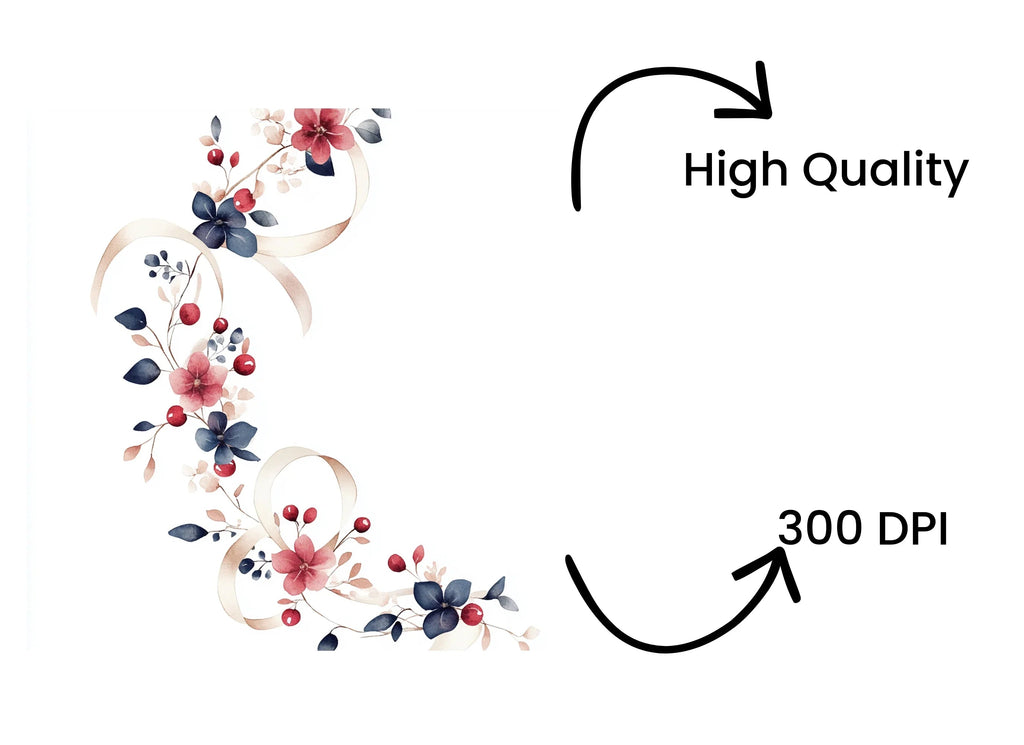 Floral Ribbon Corner Clipart Bundle