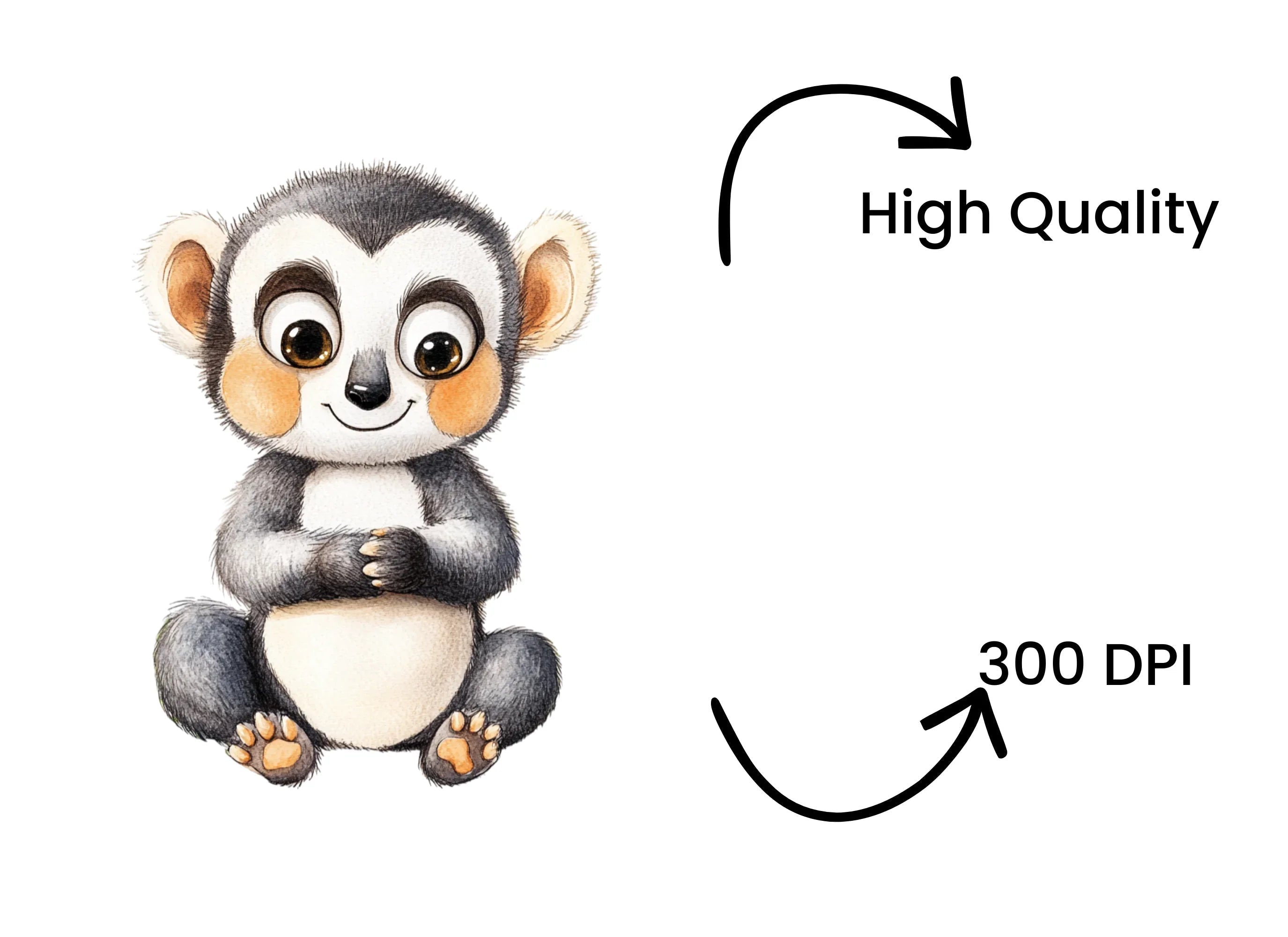 Cute Baby Lemurs Clipart Bundle