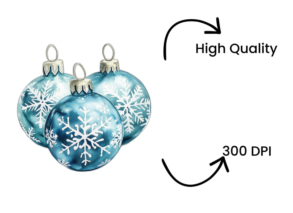 Blue Snowflake Ornaments Clipart Bundle