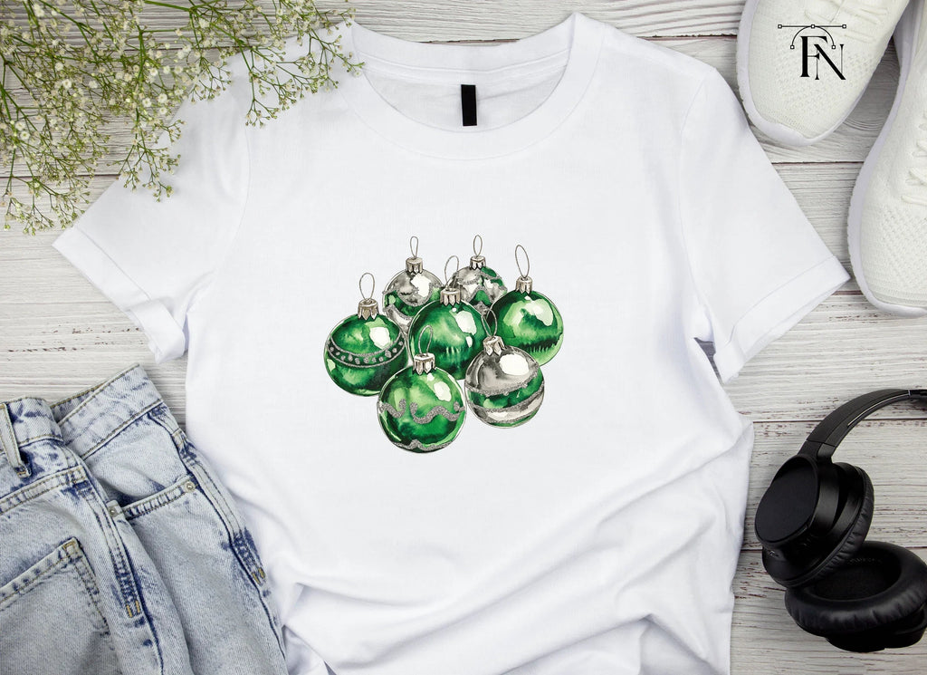 Green Silver Ornaments Clipart Bundle