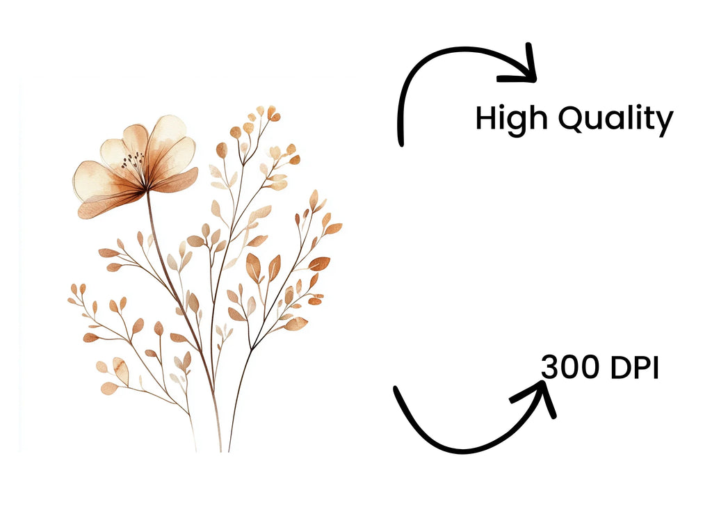 Boho Neutral Floral Clipart Bundle