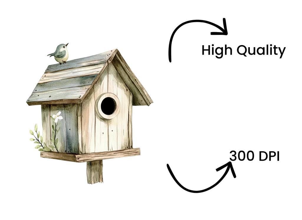 Rustic Birdhouse Clipart Bundle