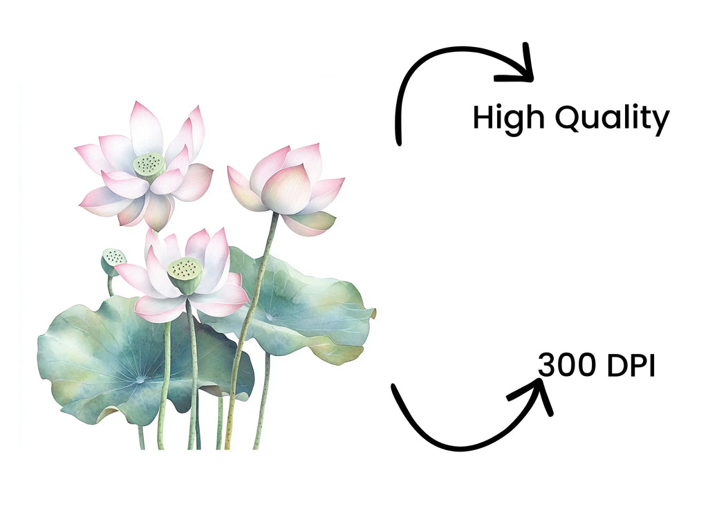 Elegant Lotus Flower Clipart Bundle