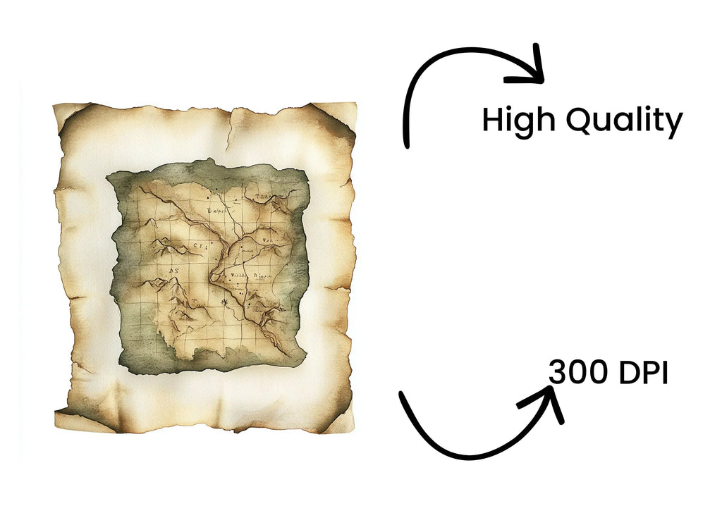 Aged Scroll Map Clipart Bundle