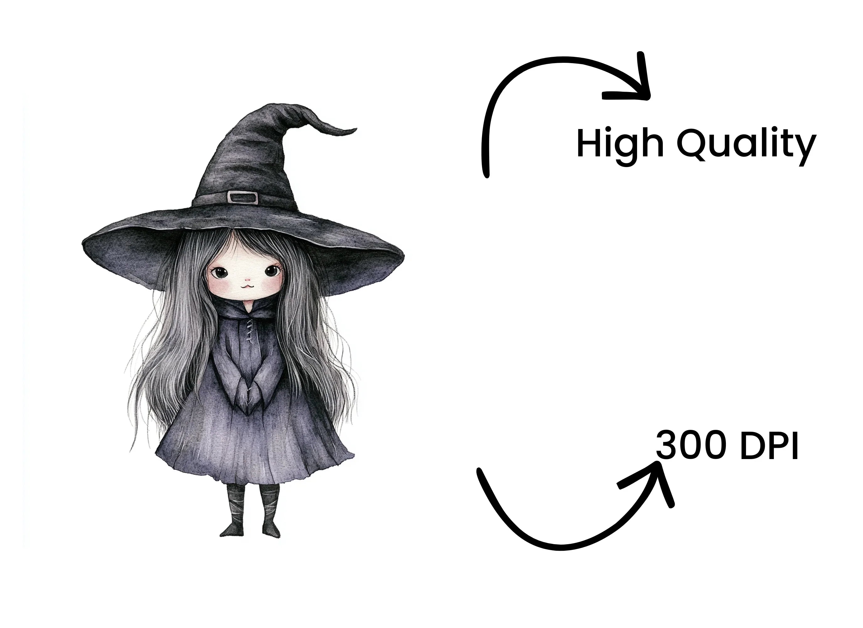 Adorable Little Witch Clipart Bundle