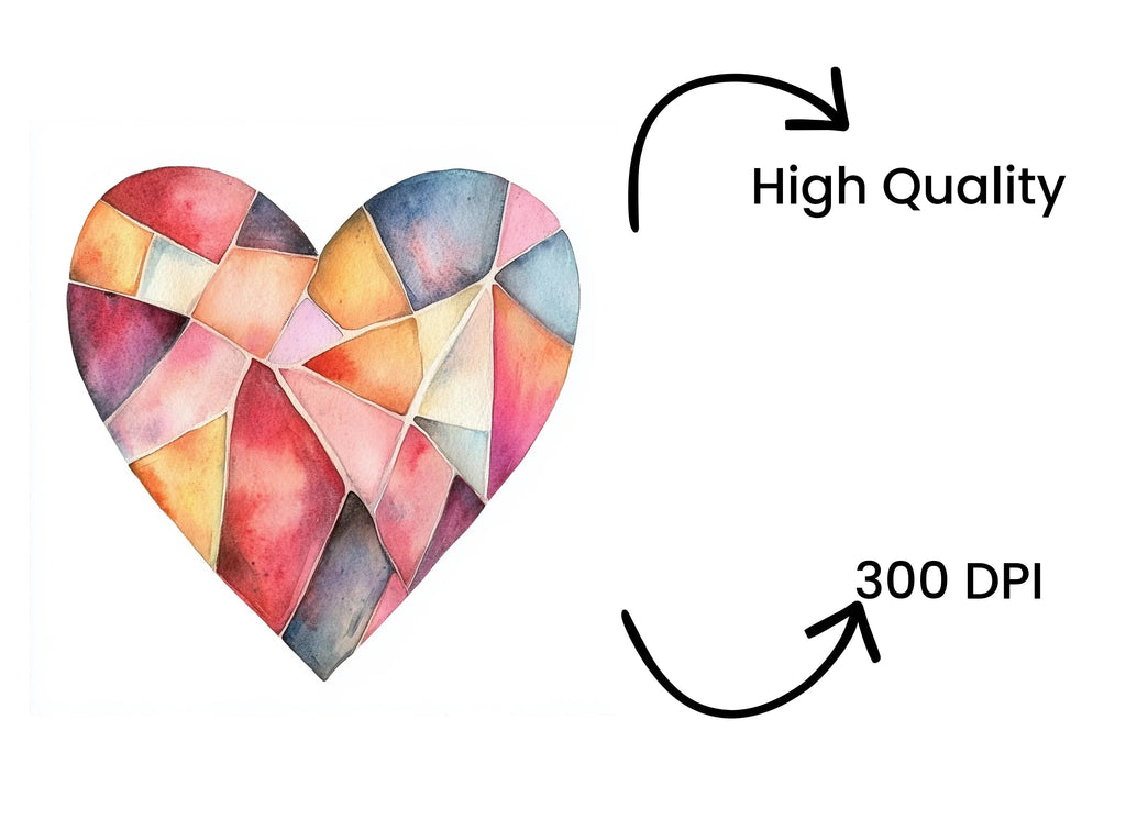 Abstract Geometric Heart Shapes Clipart Bundle