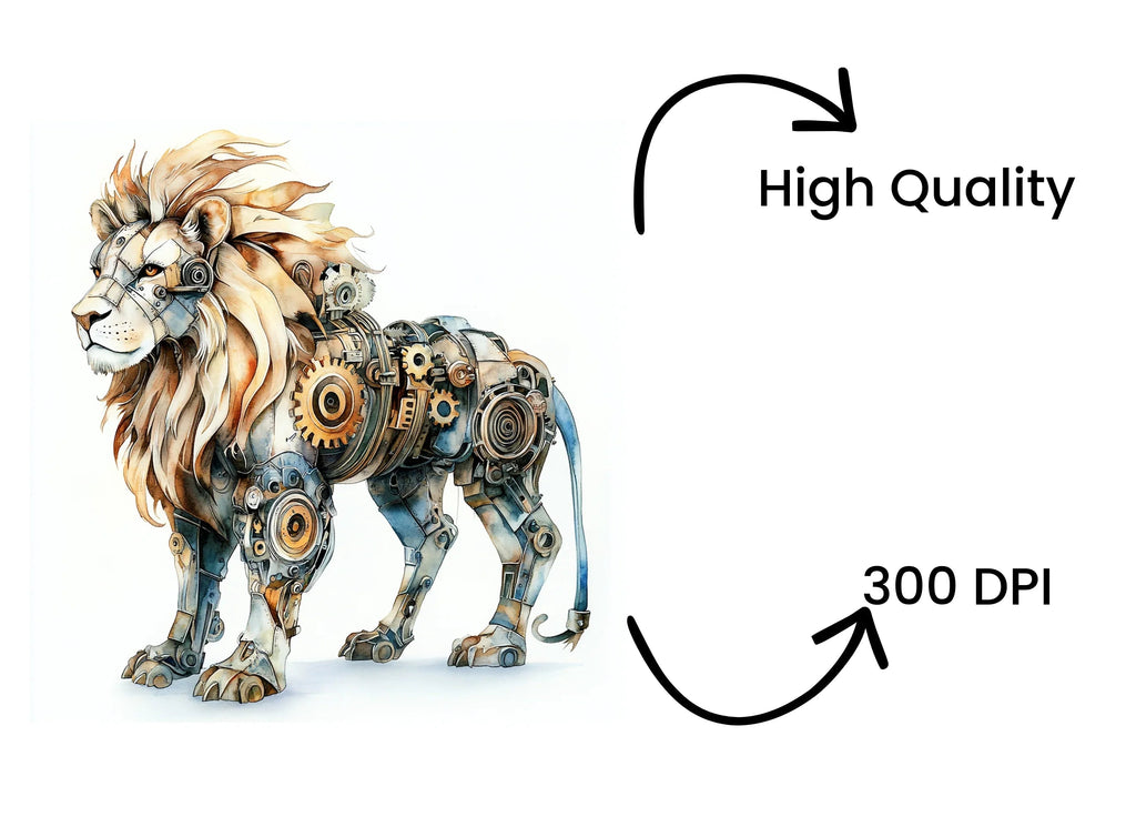 Steampunk Lion Clipart Bundle