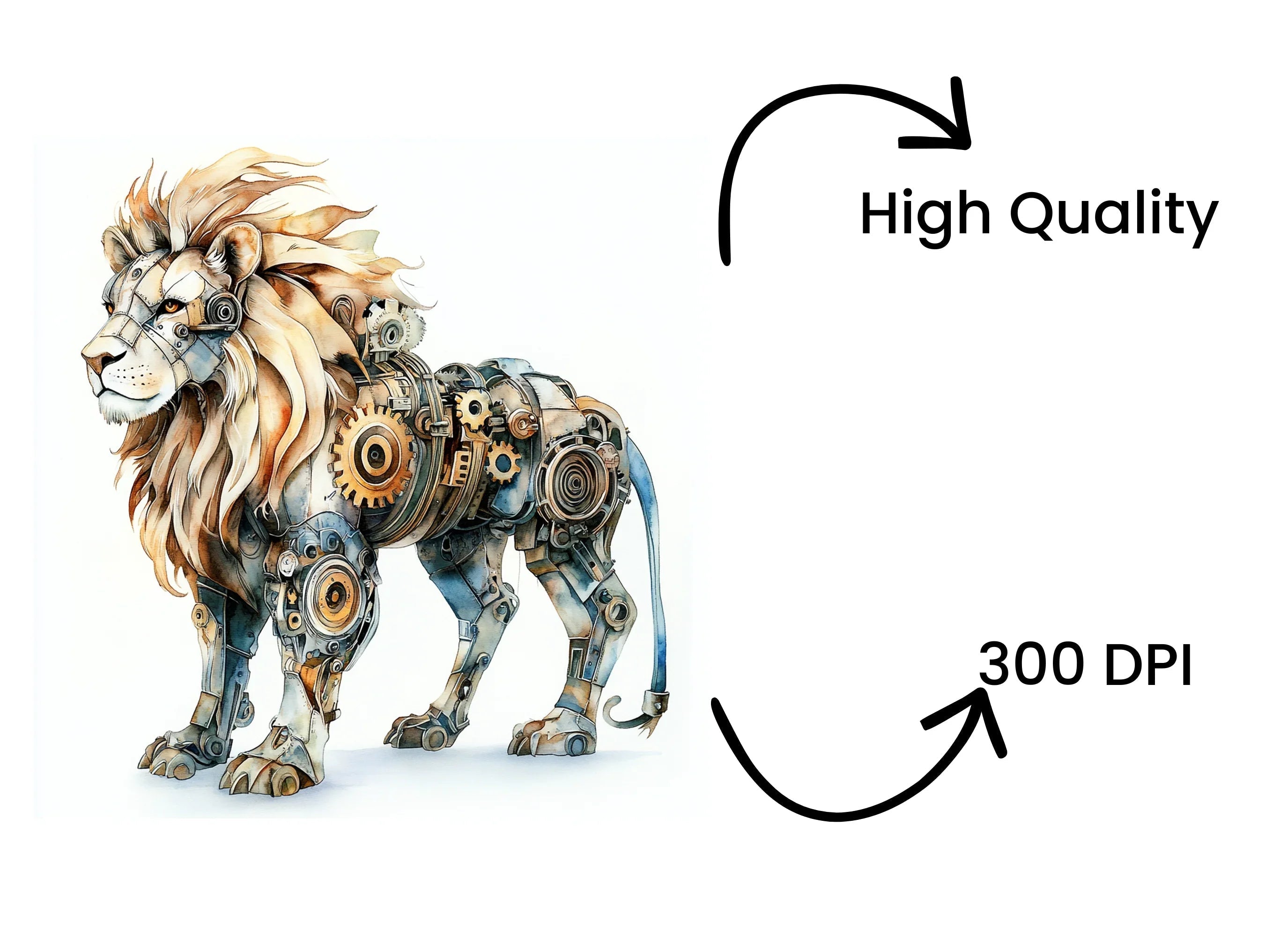 Steampunk Lion Clipart Bundle
