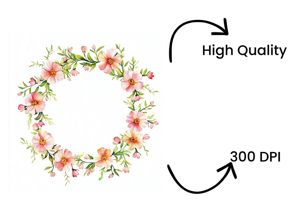 Pink Floral Wreaths Clipart Bundle