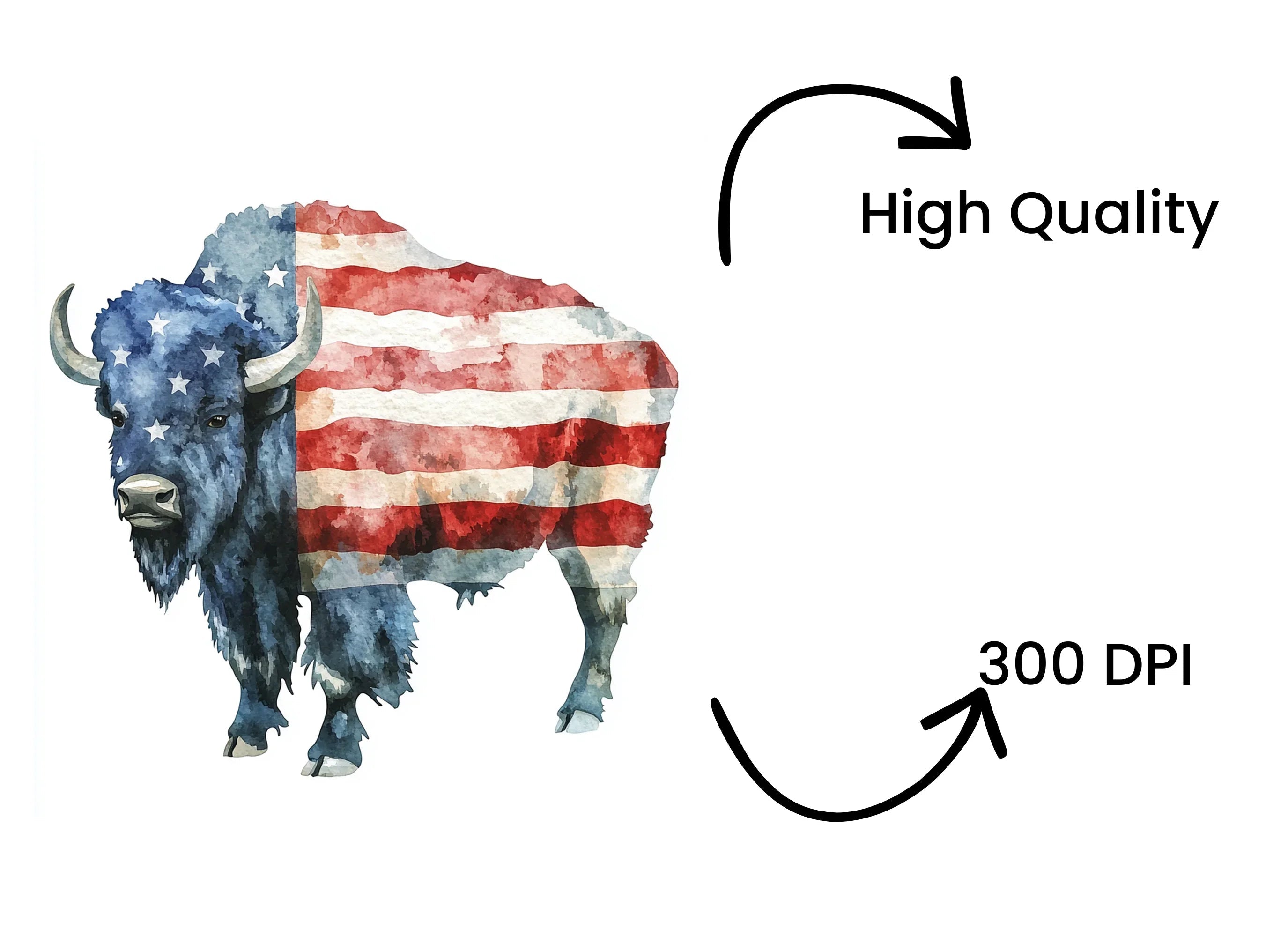 American Bison Flag Clipart Bundle