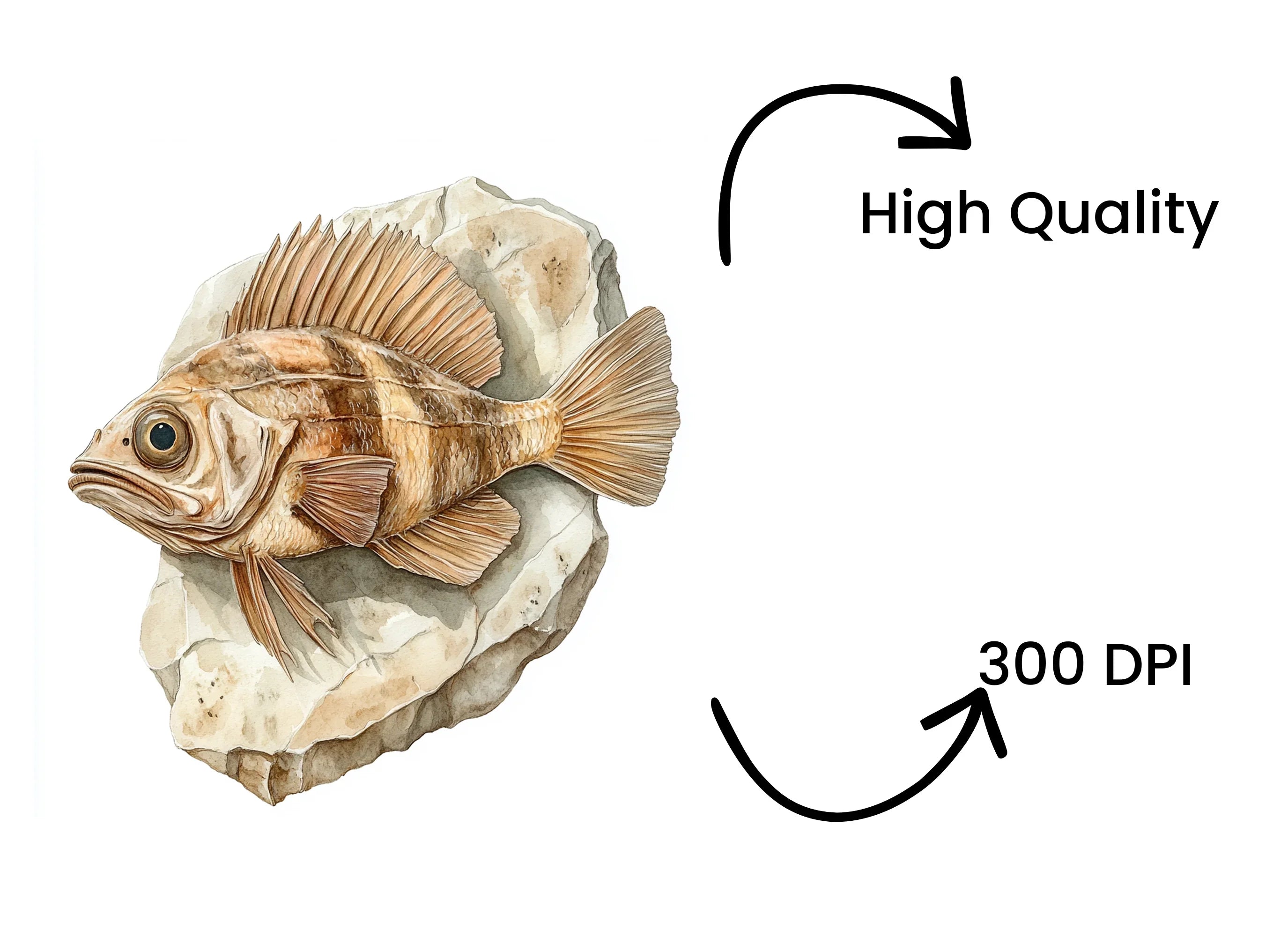 Fish Fossil Clipart Bundle