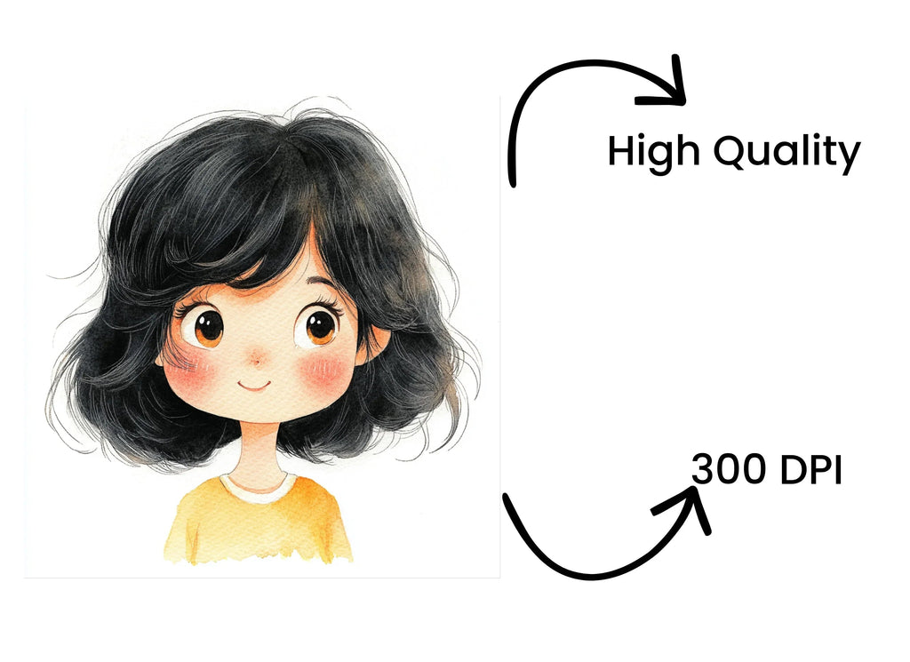 Cute Black Hair Girl Clipart Bundle