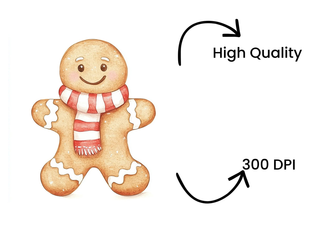 Cute Gingerbread Man with Scarf Clipart Bundle
