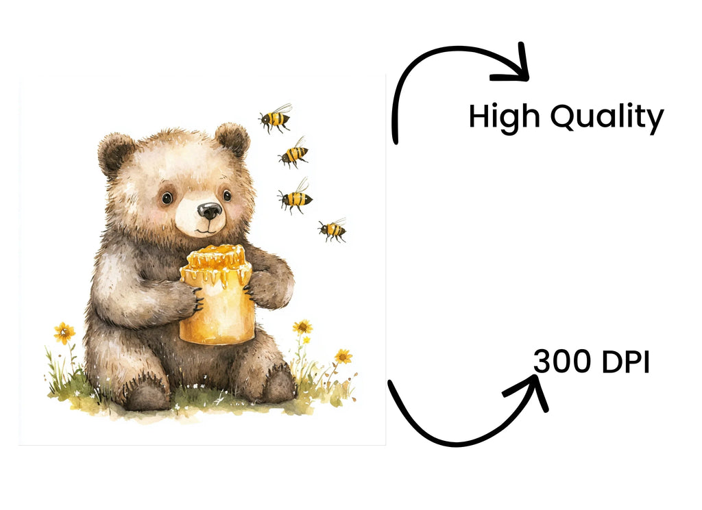 Cute Bear with Honey Pot Clipart Bundle