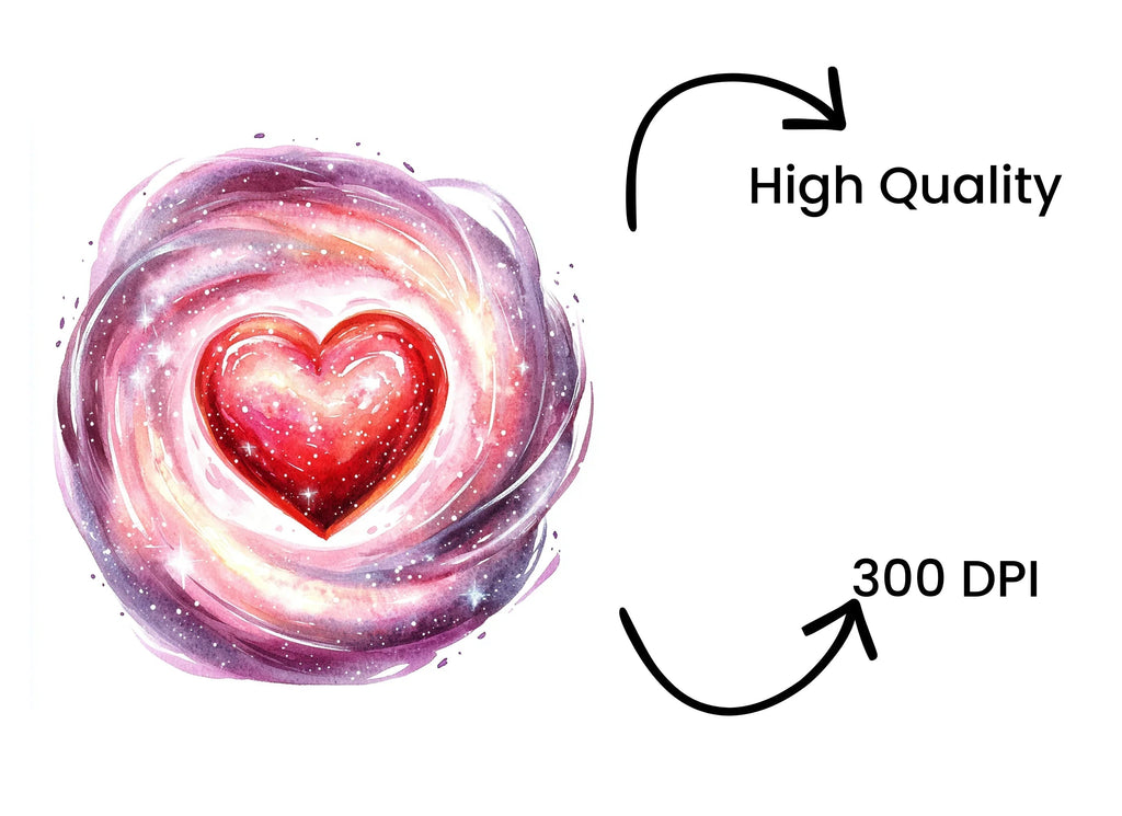 Cosmic Swirl Hearts Clipart Bundle