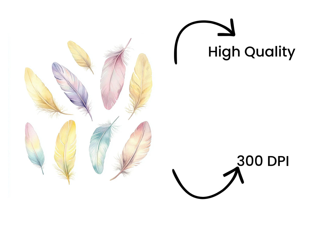 Soft Pastel Feather Clipart Bundle