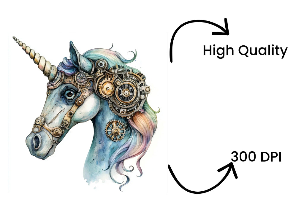 Steampunk Unicorn Clipart Bundle