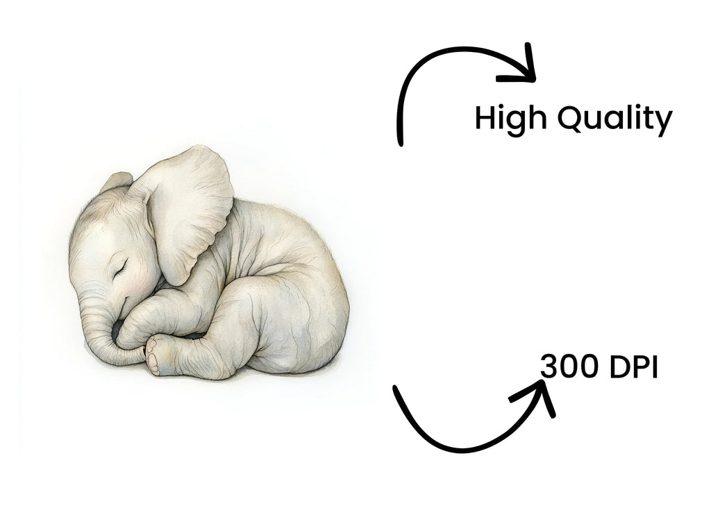 Cute Sleeping Baby Elephant Clipart Bundle