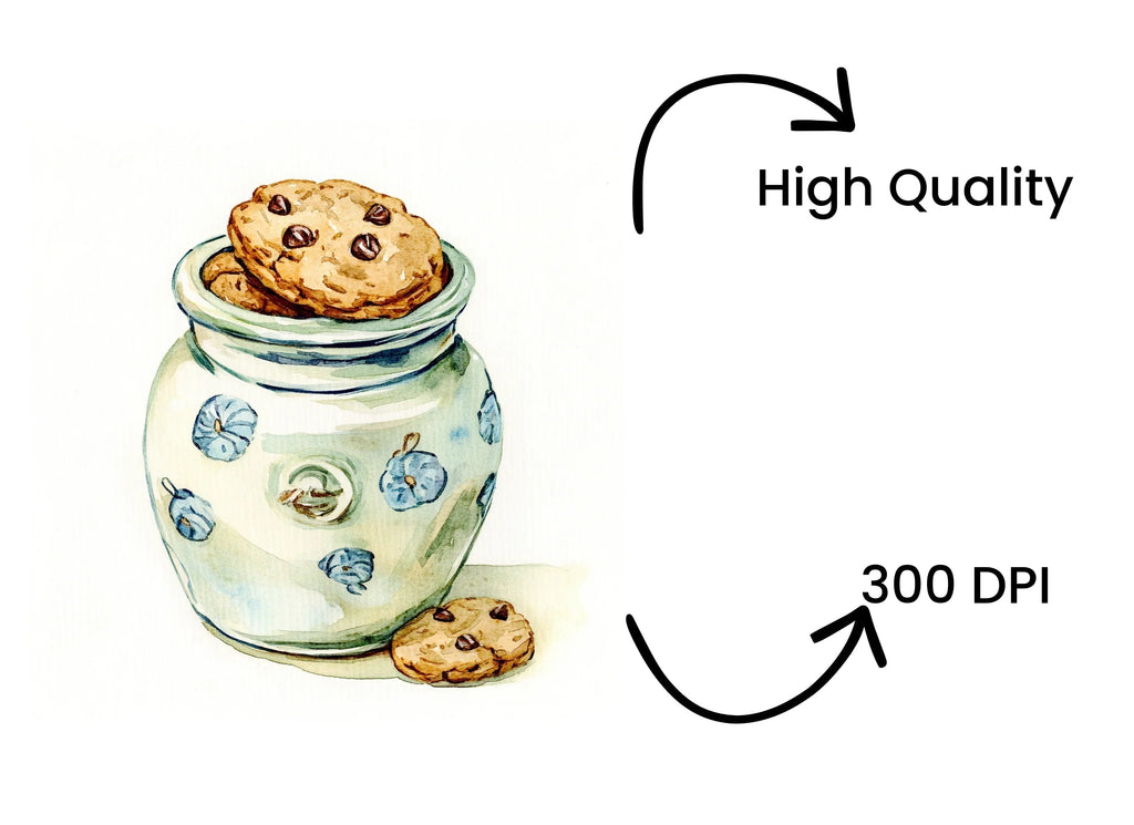 Vintage Cookie Jar with Chocolate Cookies Clipart Bundle