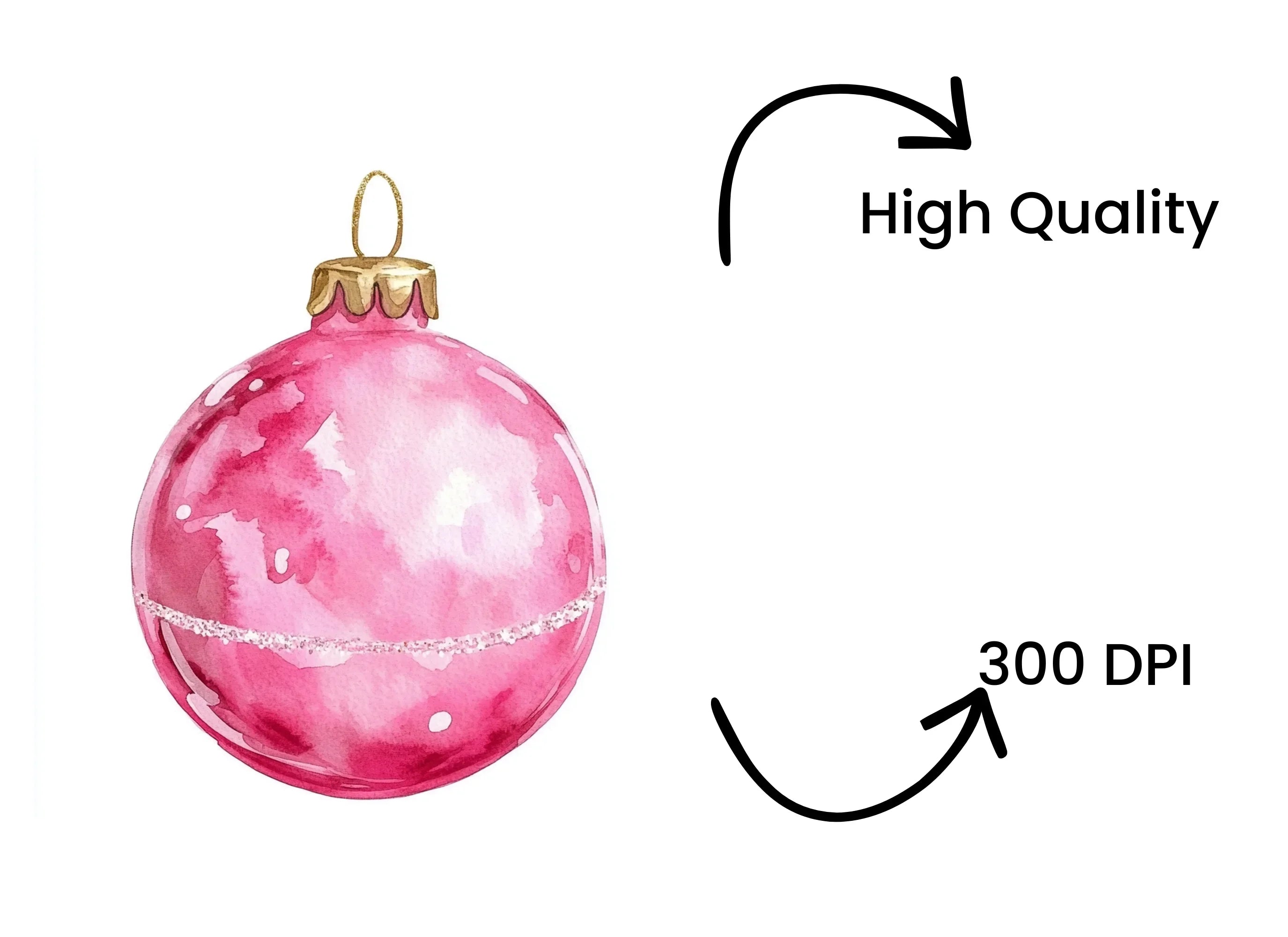Sparkling Pink Christmas Baubles Clipart Bundle