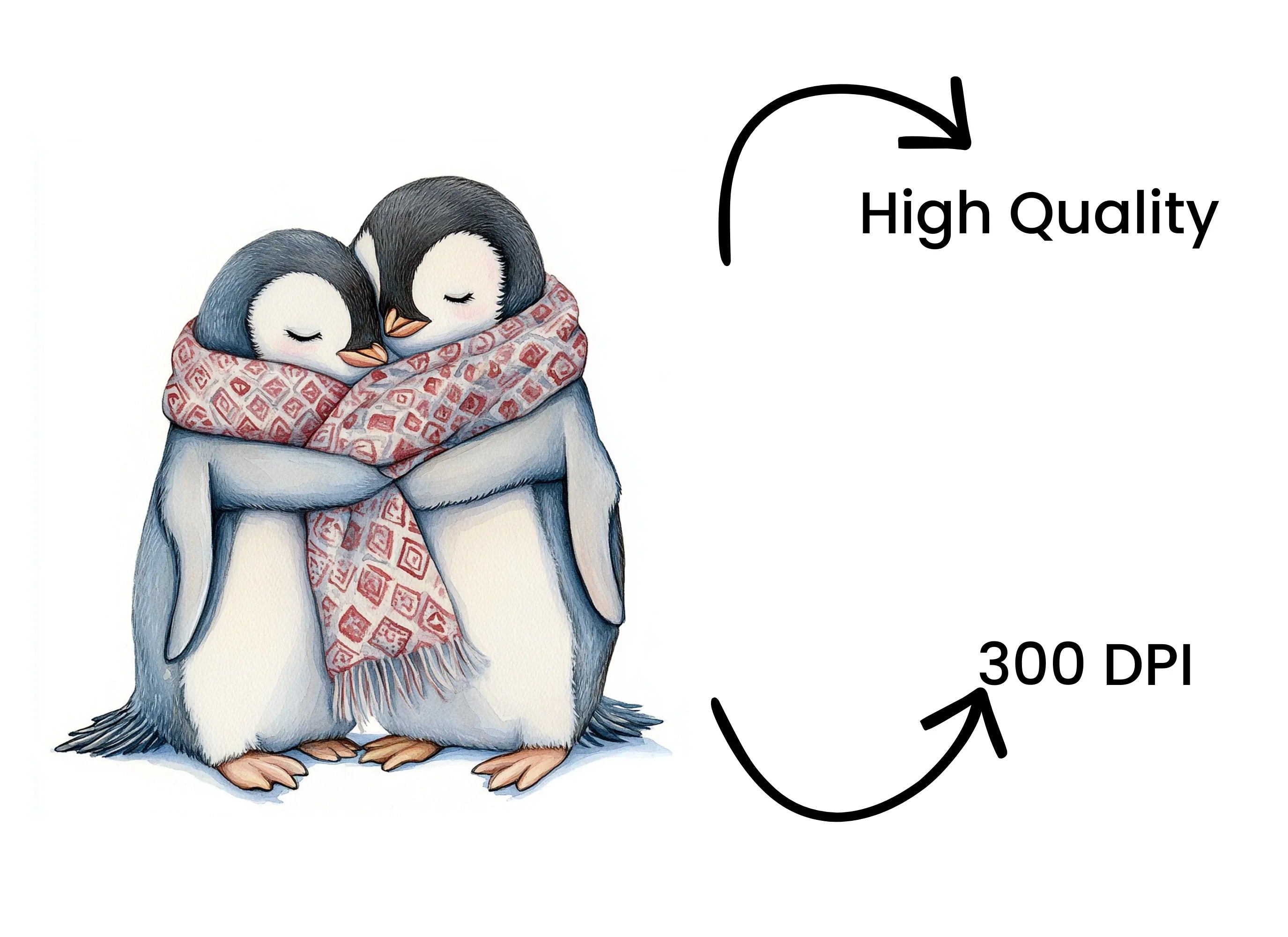 Cute Penguin Couple Hugging Clipart Bundle