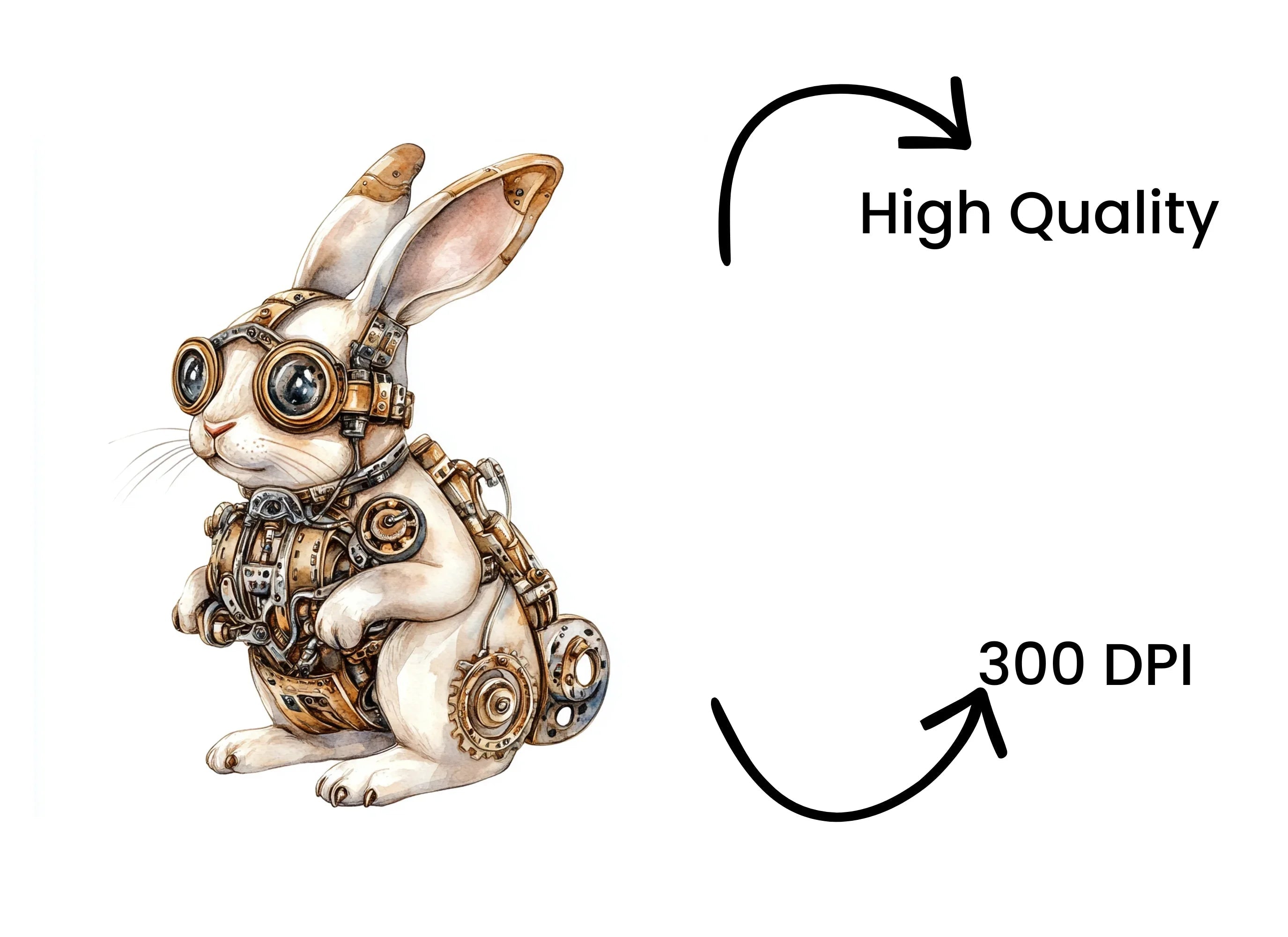 Steampunk Bunnies Clipart Bundle