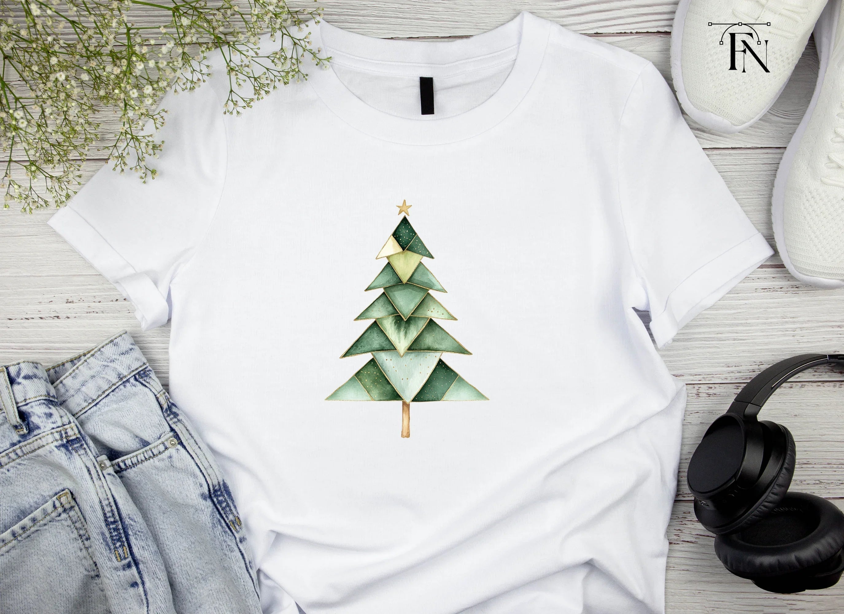 Geometric Christmas Trees Clipart Bundle