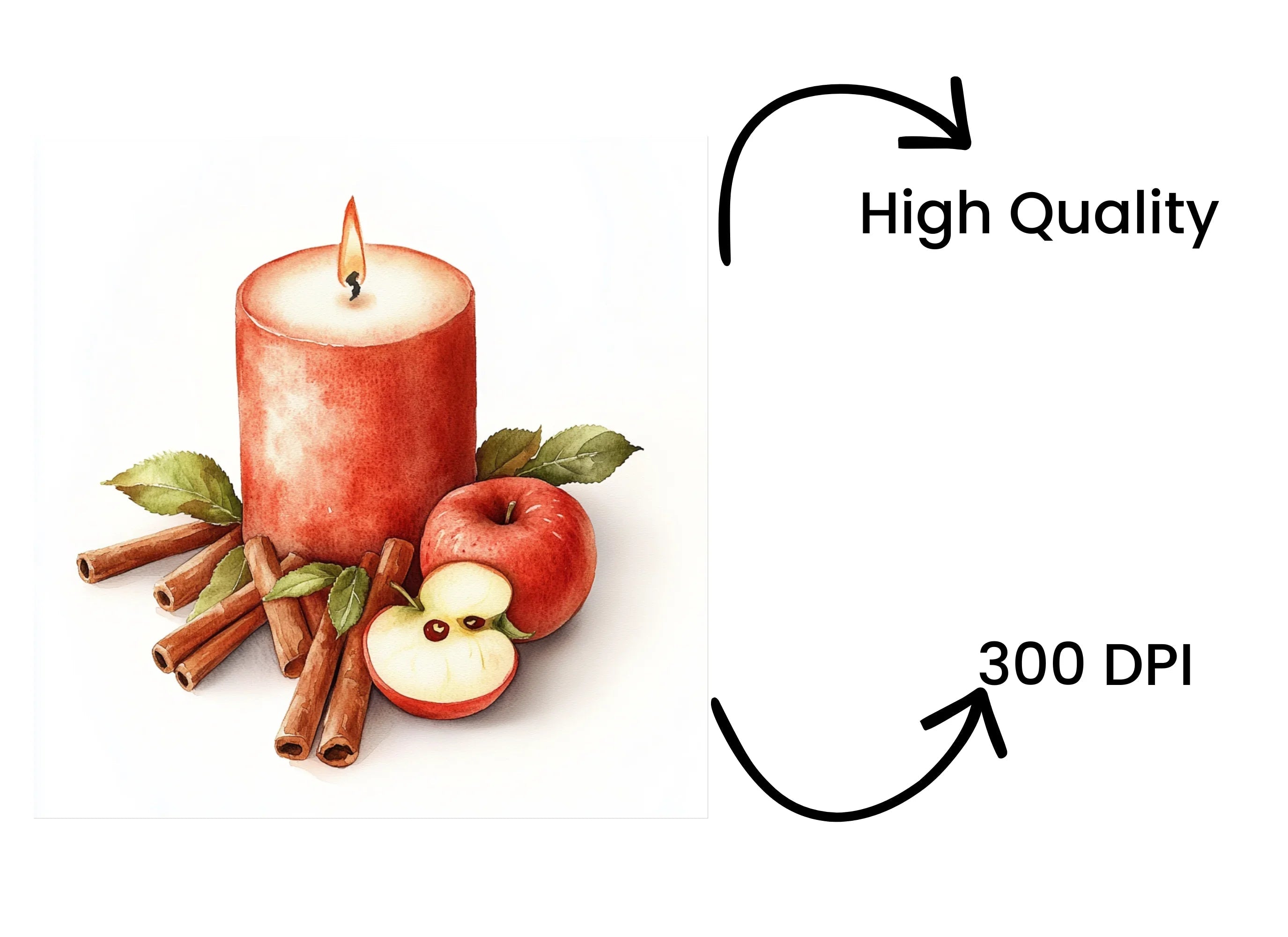 Apple Cinnamon Candle Clipart Bundle