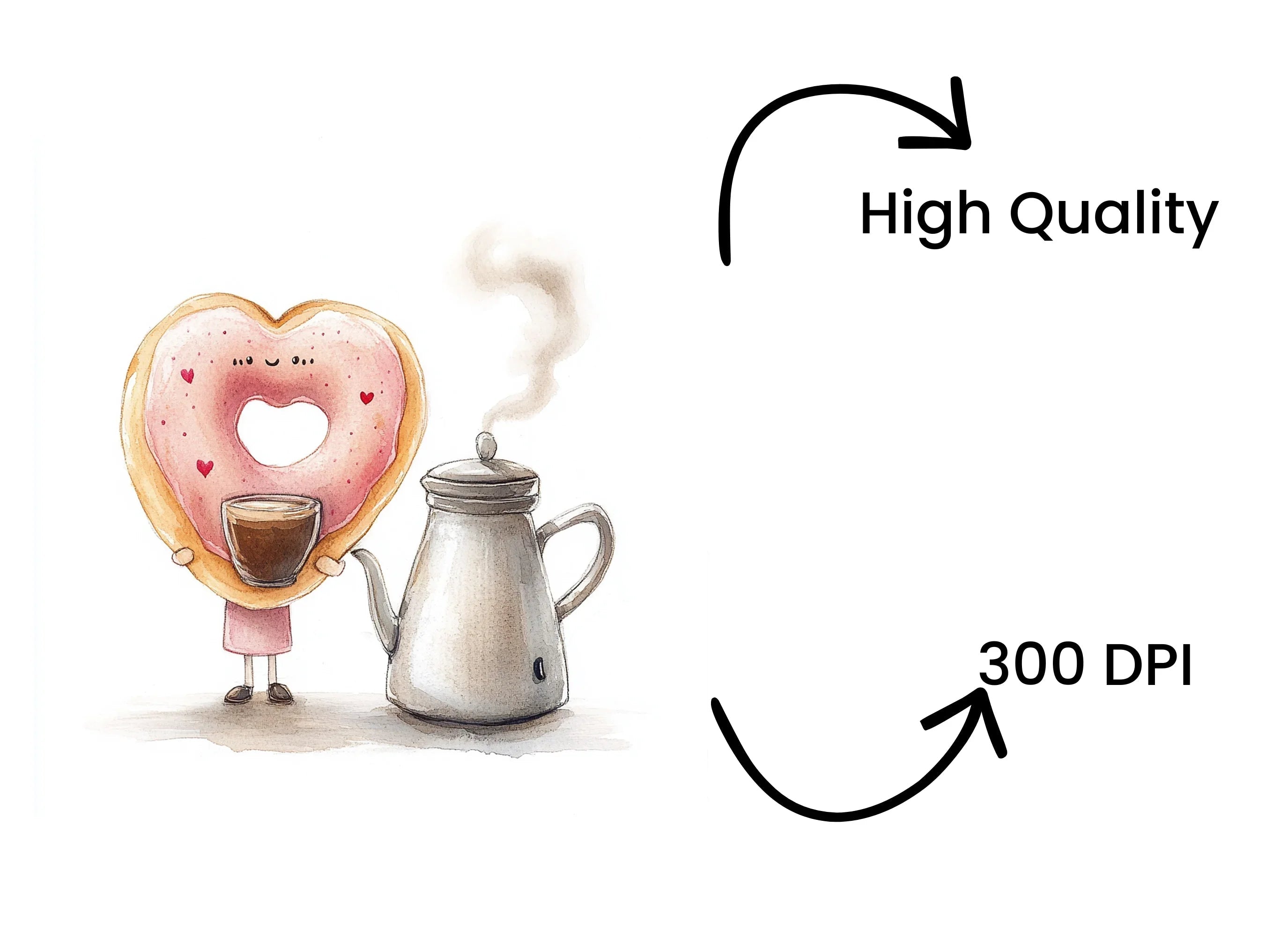 Heart Donut Coffee Morning Clipart Bundle