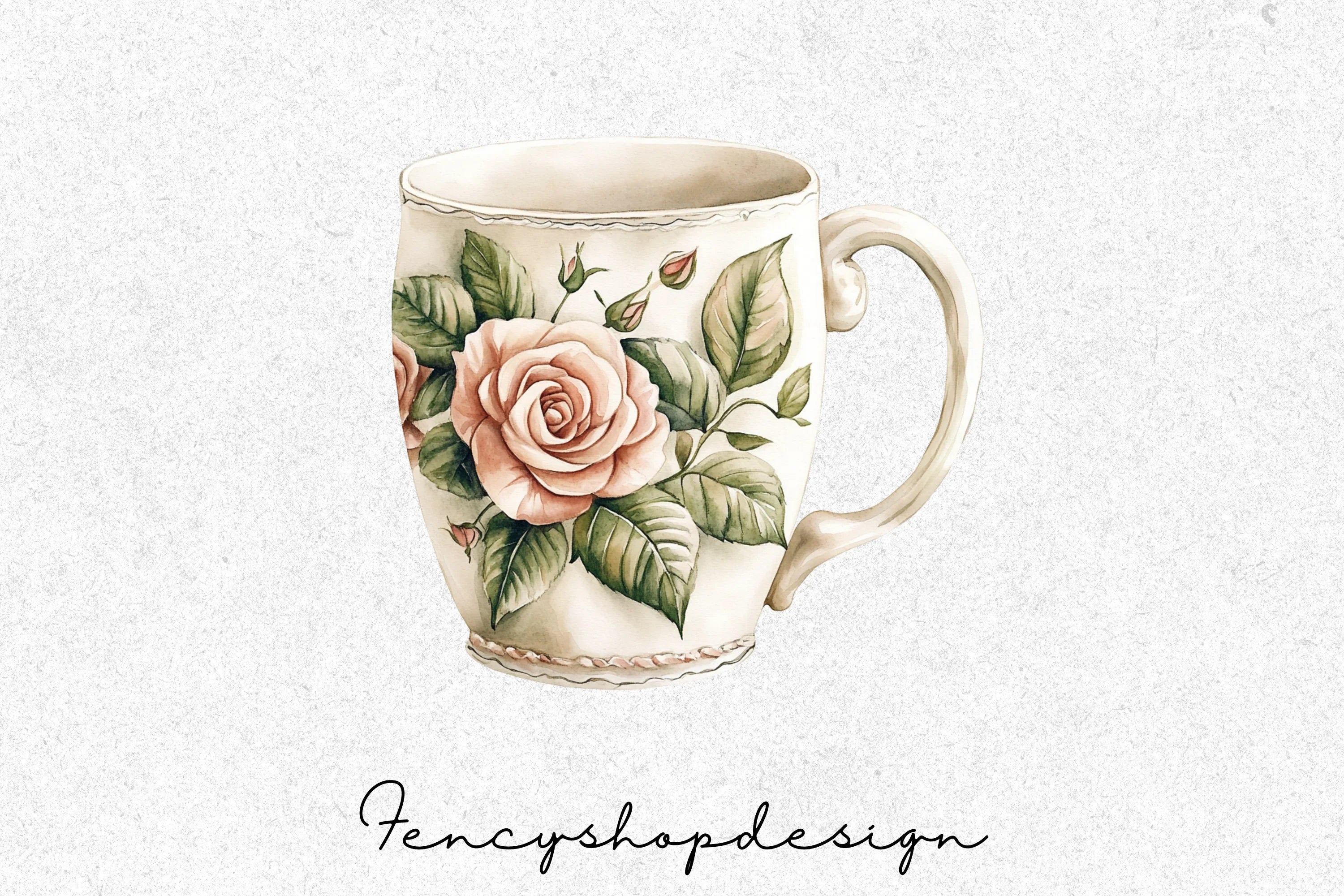 Charming Floral Mugs Clipart Bundle