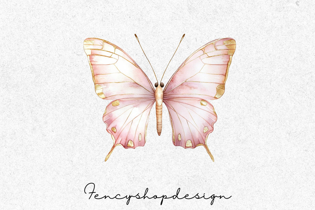 Pink Butterfly Clipart Bundle