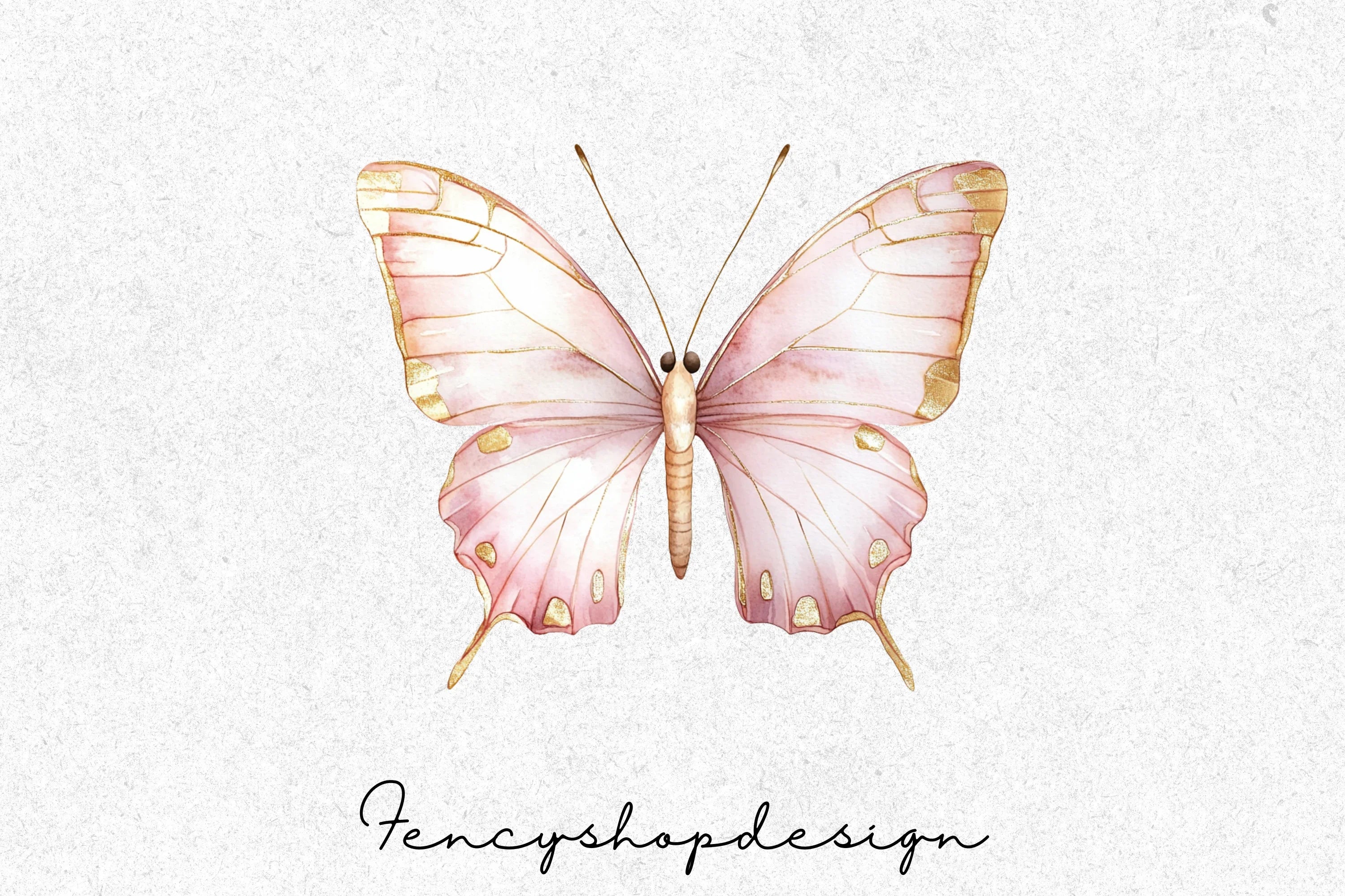 Pink Butterfly Clipart Bundle