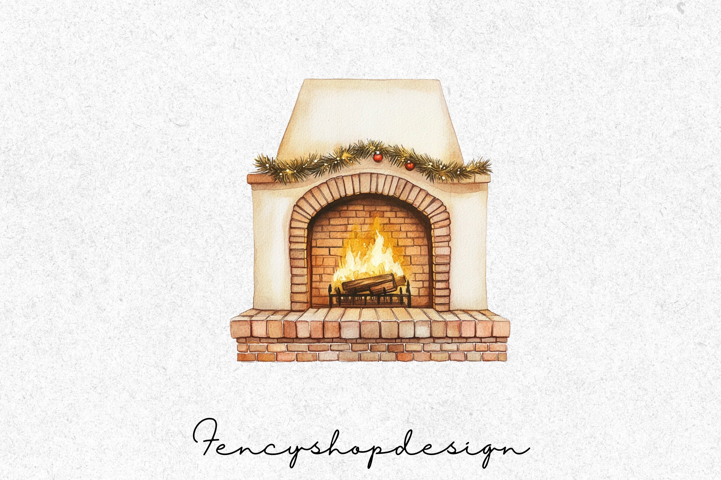 Cozy Christmas Fireplace Clipart Bundle
