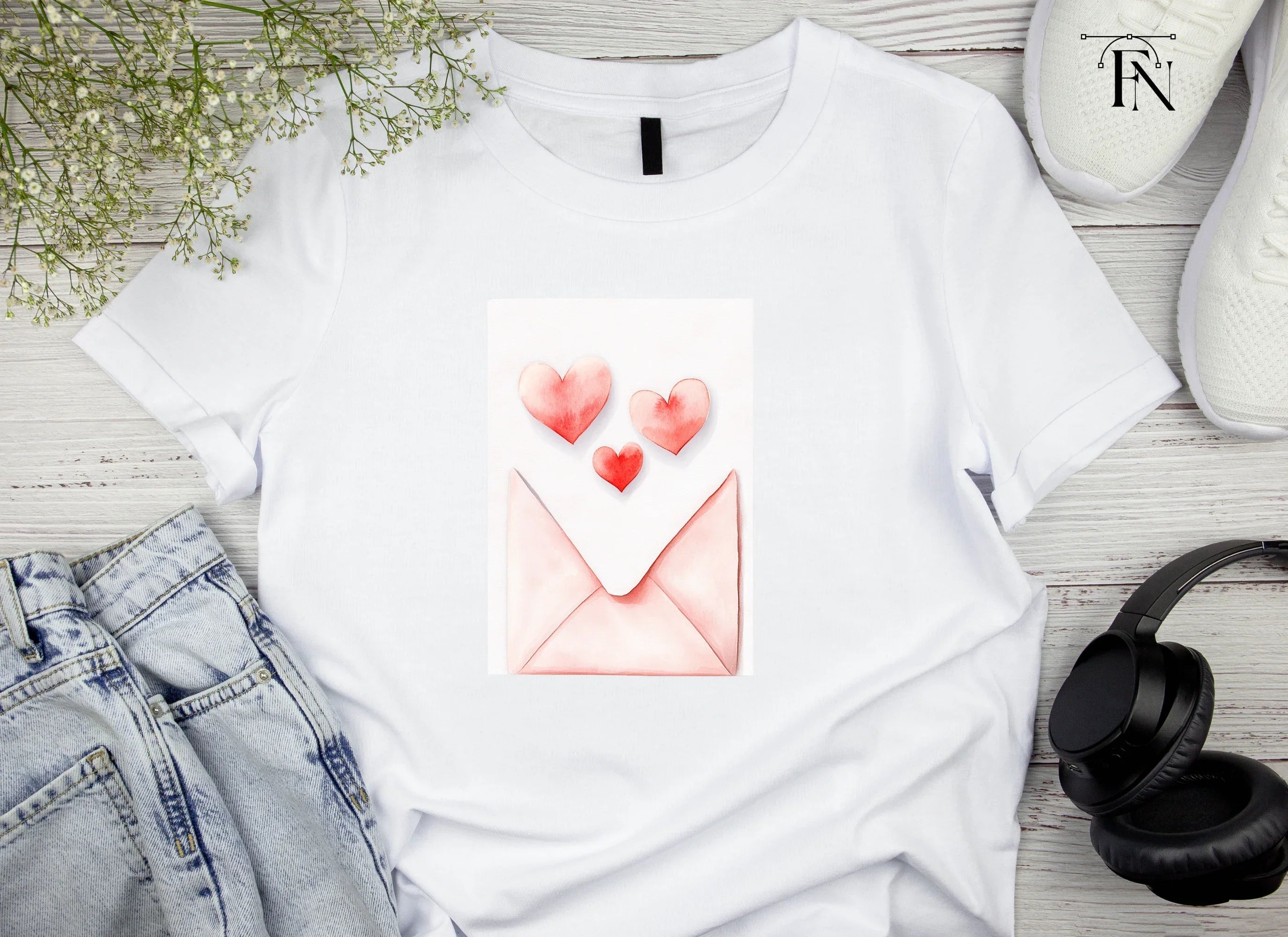 Love Letter with Red Hearts Clipart Bundle