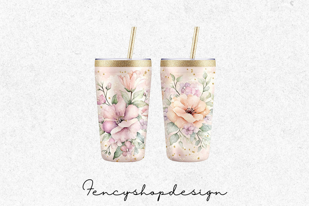 Floral Skinny Tumbler Clipart Bundle
