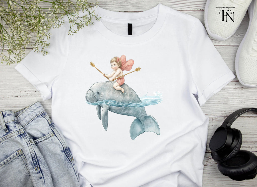 Cupid Riding Manatee Clipart Bundle