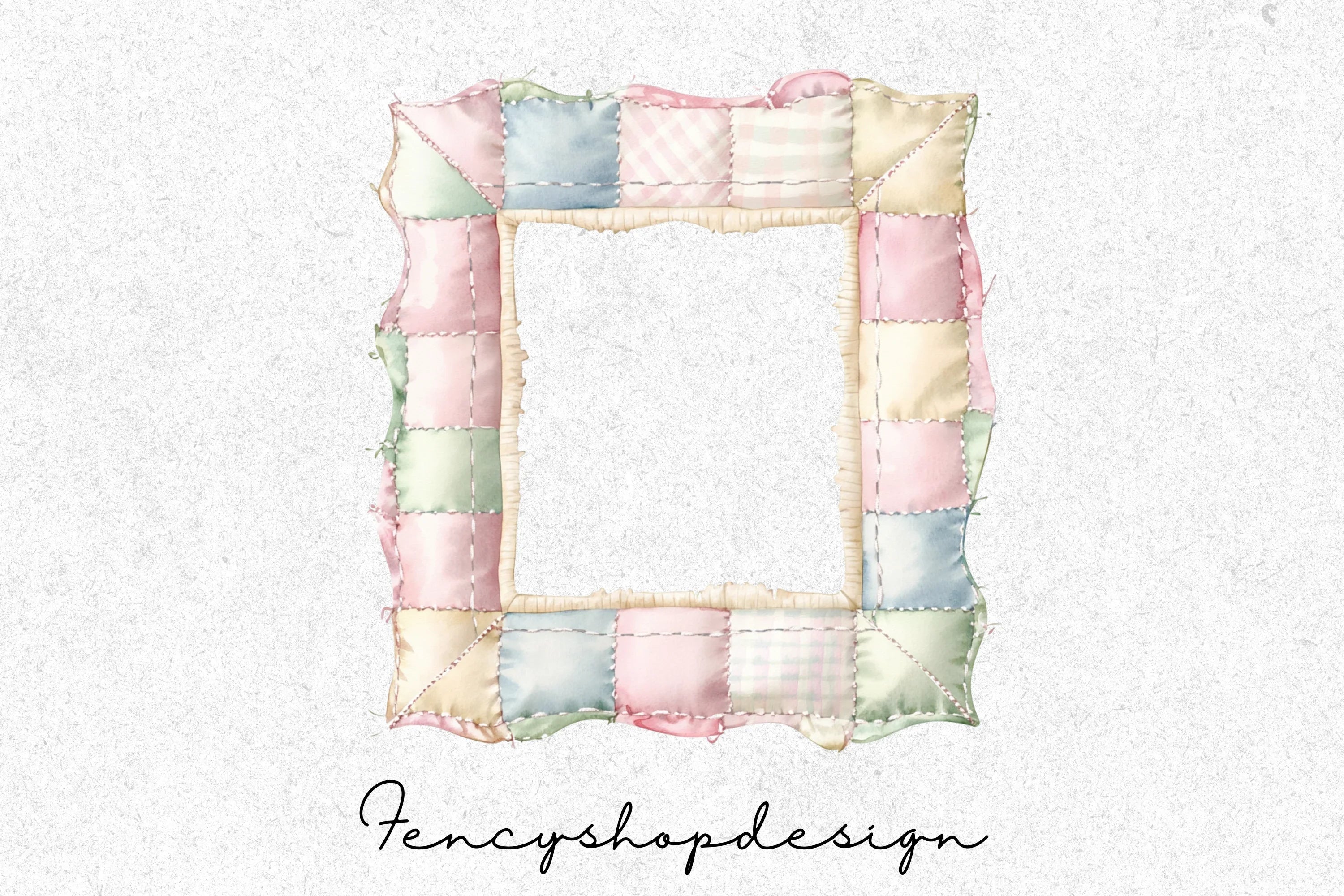 Soft Pastel Quilted Fabric Frames Clipart Bundle
