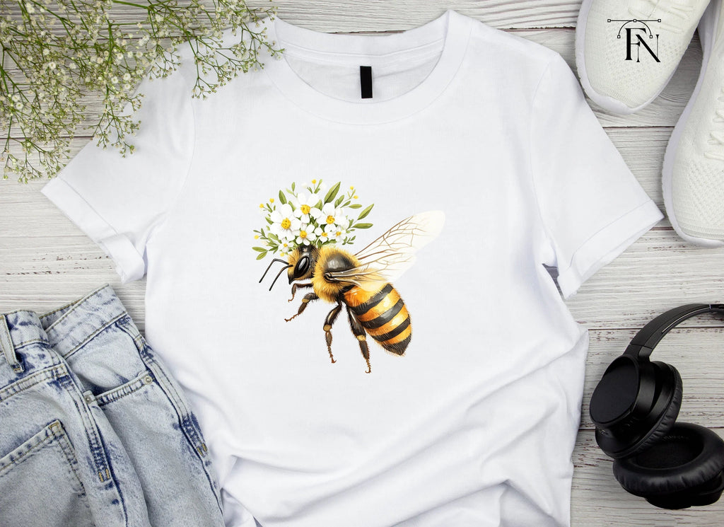 Elegant Bee with Floral Crown Clipart Bundle