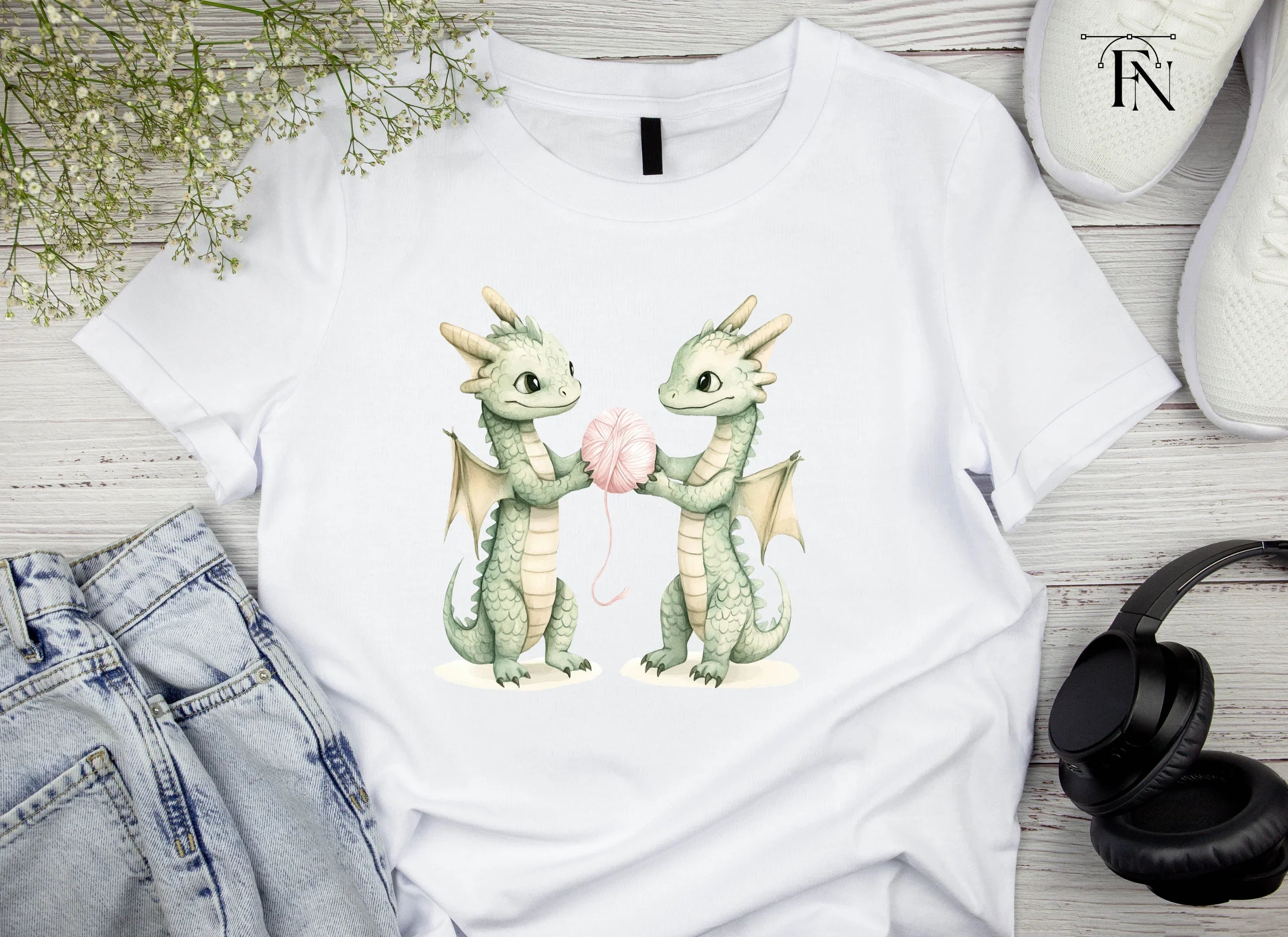 Cute Baby Dragon Yarn Clipart Bundle