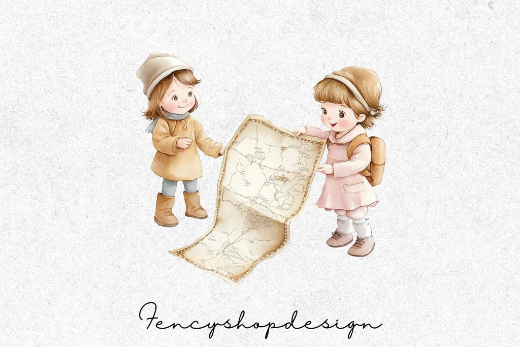 Kids Treasure Map Adventure Clipart Bundle