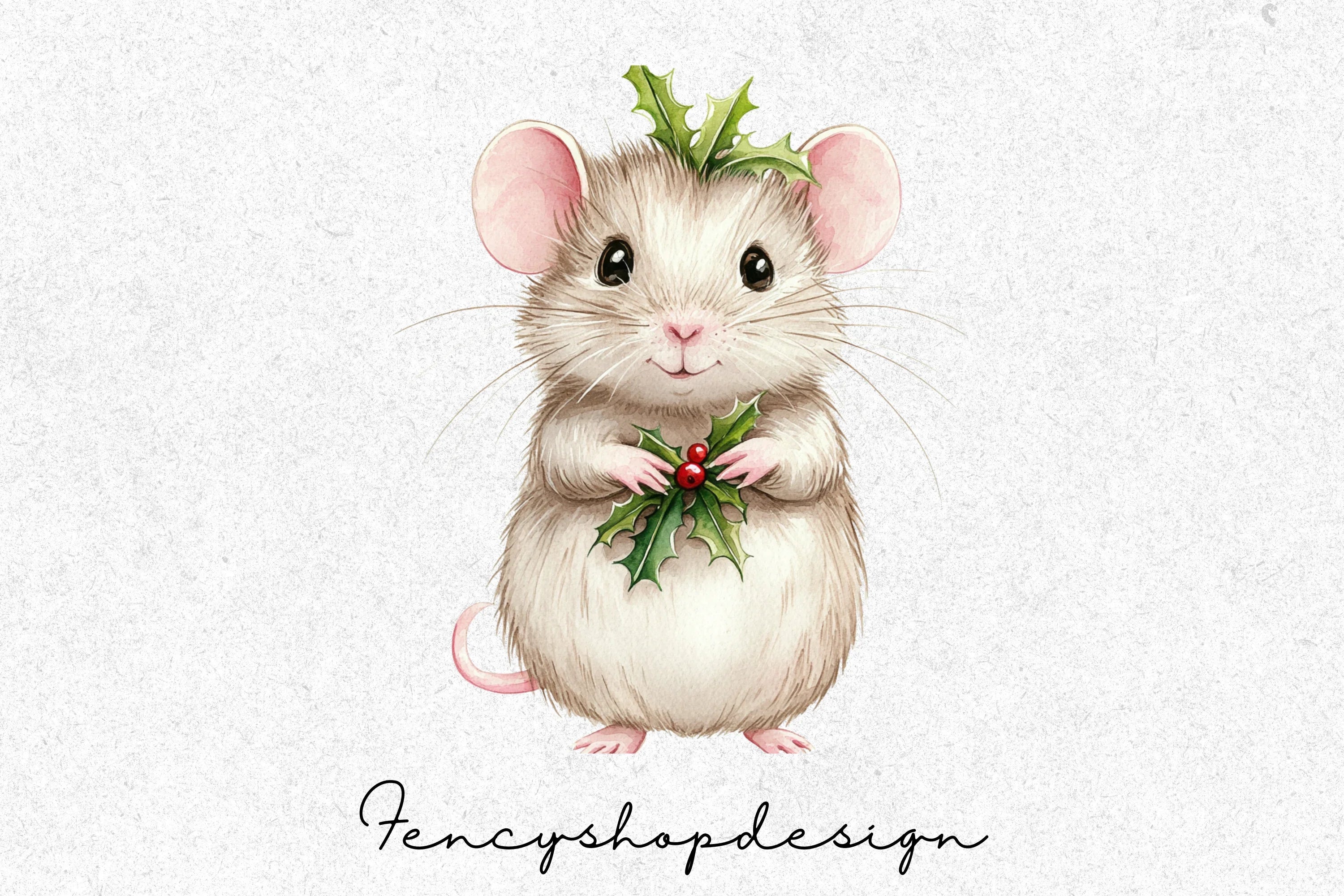 Cute Christmas Mice Clipart Bundle